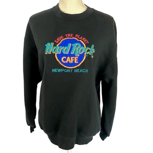 Vintage Y2K Hard Rock Cafe Newport Beach 90s Embroidered Sweatshirt Large Unise